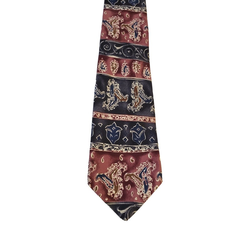 Croft&Barrow Luxury Blue Pink 100% Silk Necktie Printed in‎ Italy Made in U.S.A.